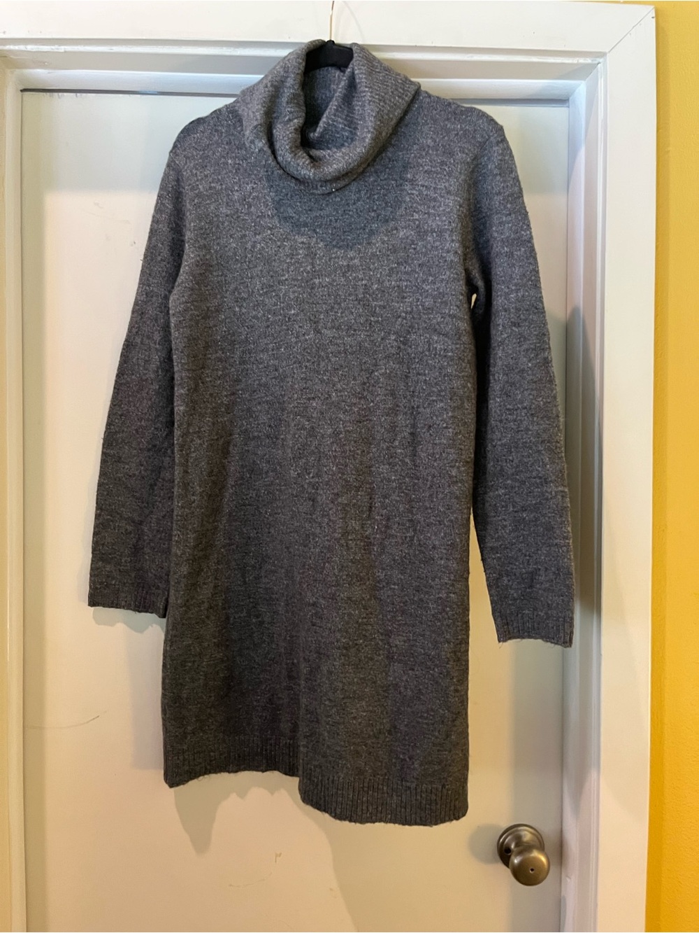 Max Studio Gray Cowl Neck Long Sleeve Sweater Dress